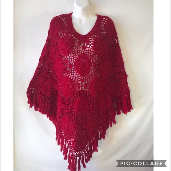 Sweaters - Vintage Crochet Wrap | Crochet Poncho | Shawl